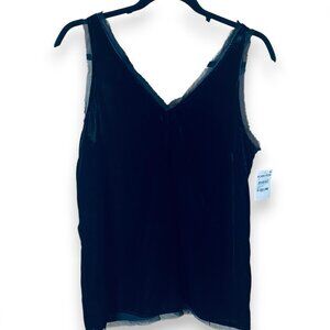 Chelsea28 Velvet Lace Trim Cami Tank Top Black Goth Grunge Y2K Rock Concert Sz S
